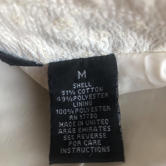 Cotton‎ Brocade Cream Blazer Medium Single Button Pockets Short Lined MOSSIMO - Picture 7 of 8